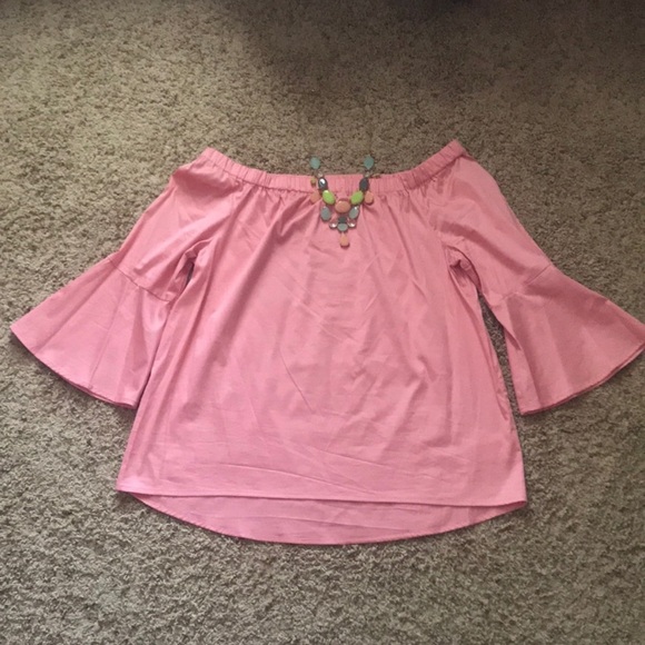 Michael Kors Pink Off The Shoulder Bell Sleeve Top Size M - Picture 1 of 4